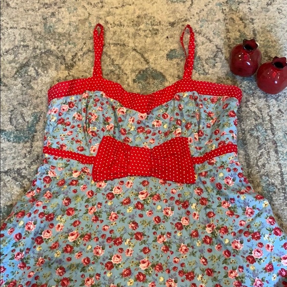 Red Floral Bow Dress